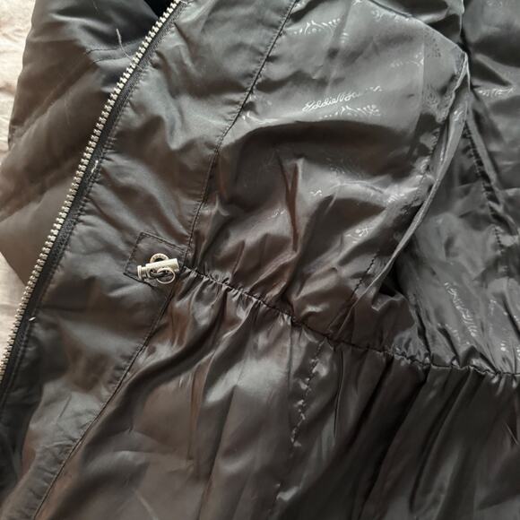 Eddie Bauer Goose Down Puffer Coat Hooded Cinch Waist Large Tall - Picture 6 of 12